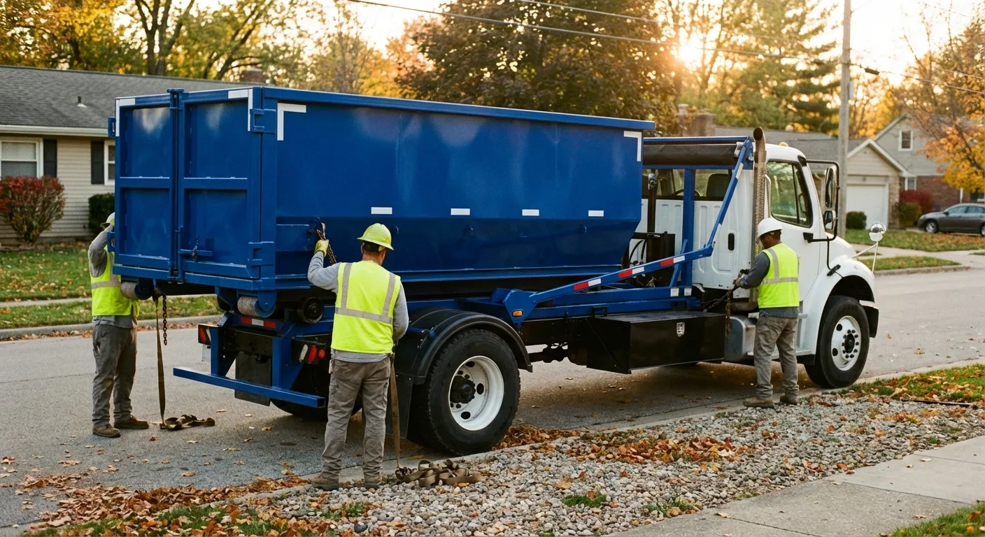 Roll-off dumpster delivery truck in Allentown, PA