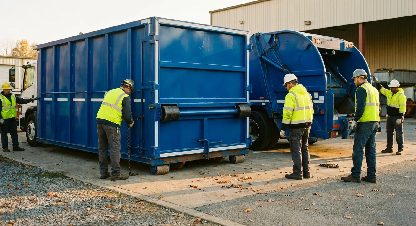 Roll-off dumpster loaded with construction debris in Allentown, PA