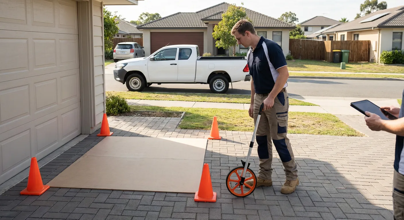 Site assessment for dumpster placement showing clearance requirements in Allentown, PA