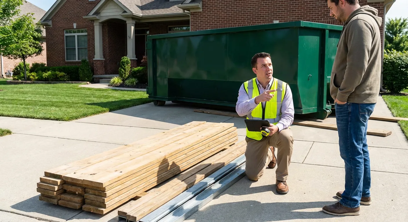 Dumpster rental delivery truck in Allentown