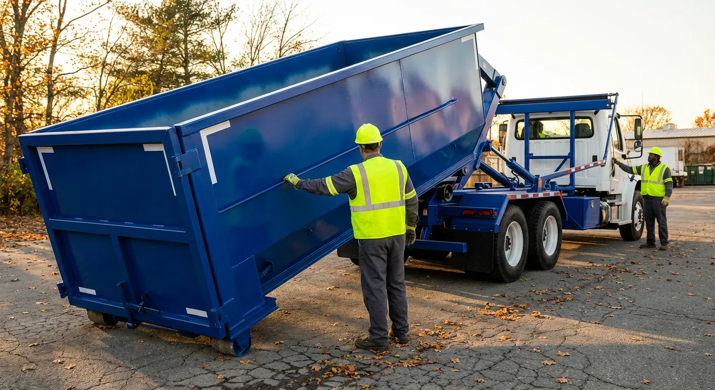 Commercial roll-off dumpster delivery truck in Allentown, PA